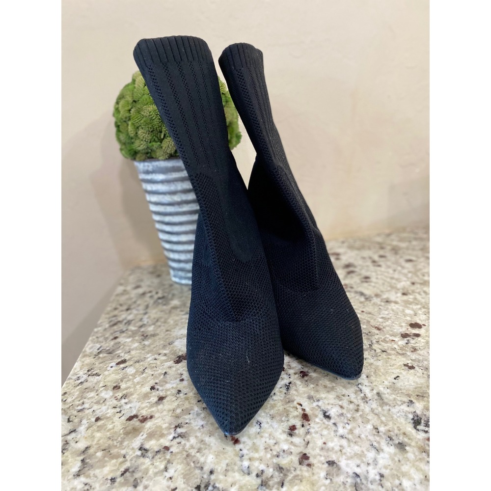 Steve Madden Women Black Knit Sock Boots Pointed Toe Stiletto Heel DISCREET 10M - Picture 4 of 7